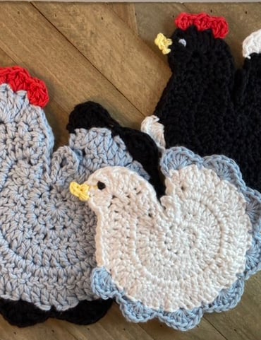 Handmade vintage style chicken potholders