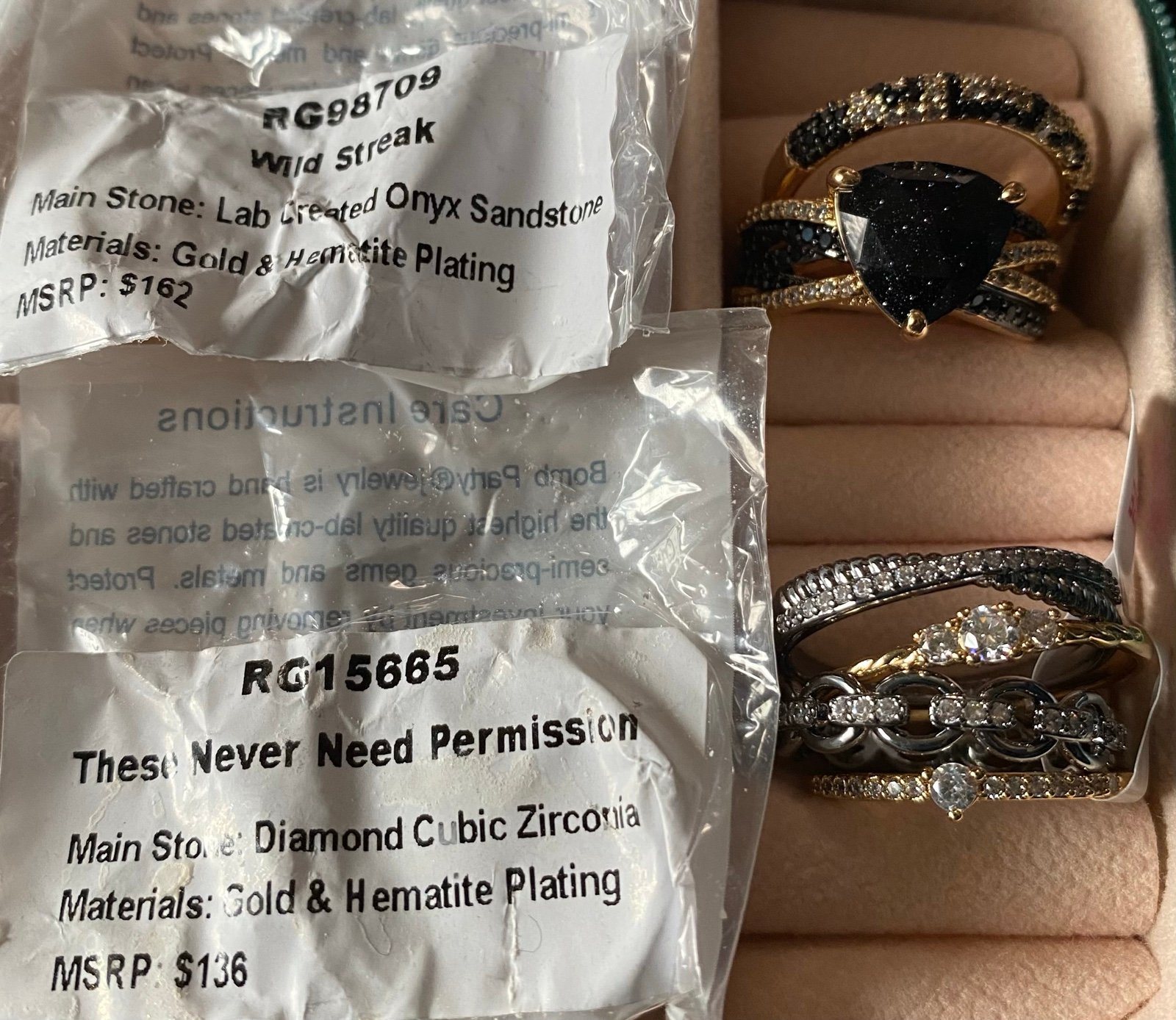 Bomb Party Gold Ring Set size 11- Wild Streak untamed