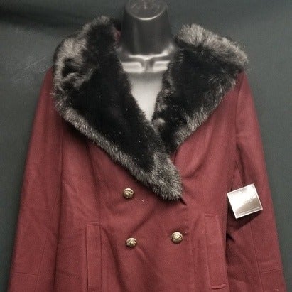NWT! LIZ CLAIBORNE WINE Faux Fur Coat