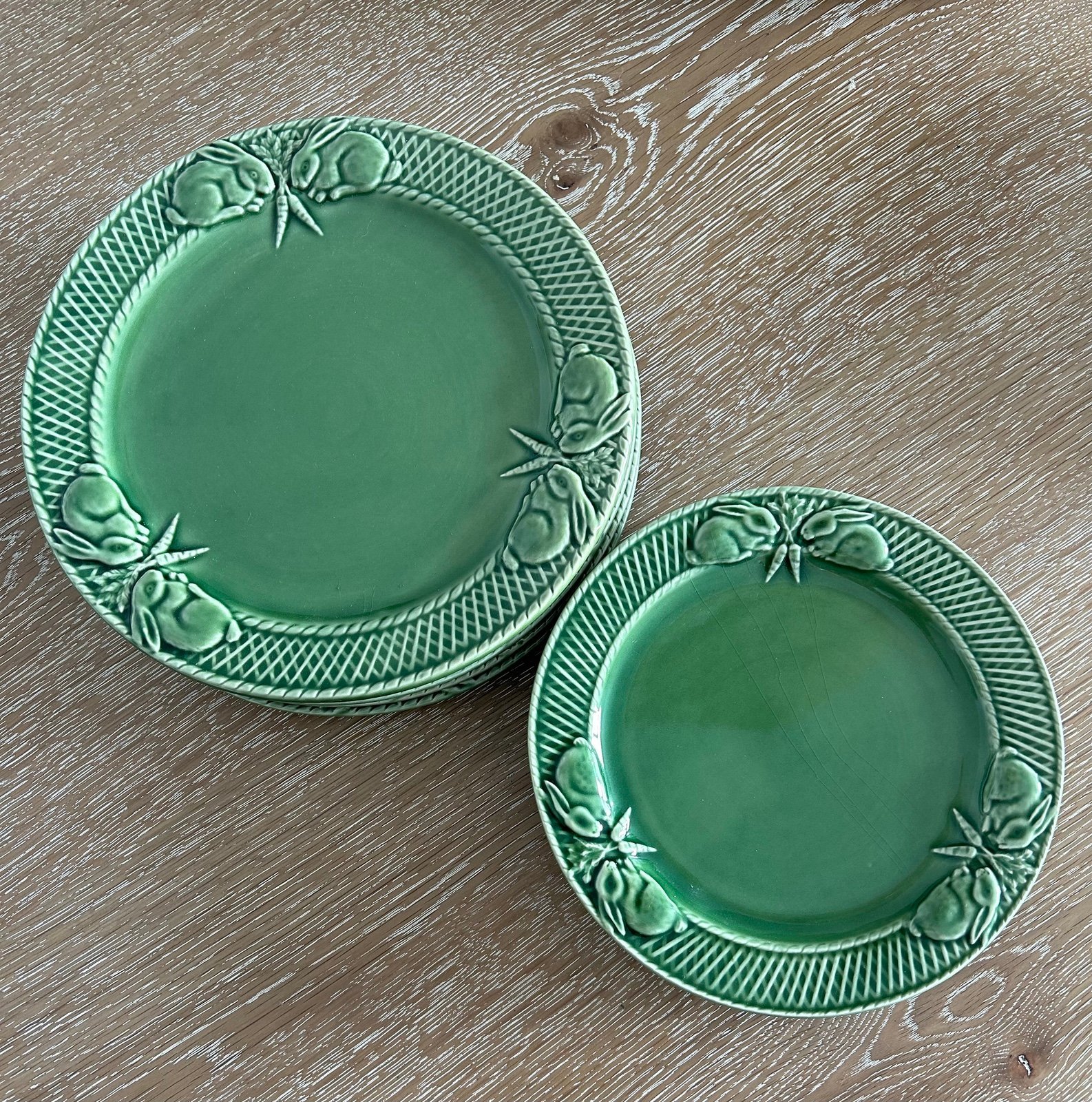 Bordallo Pinheiro Vintage Bunny Lattice Dinner & Salad Plates Set of 8