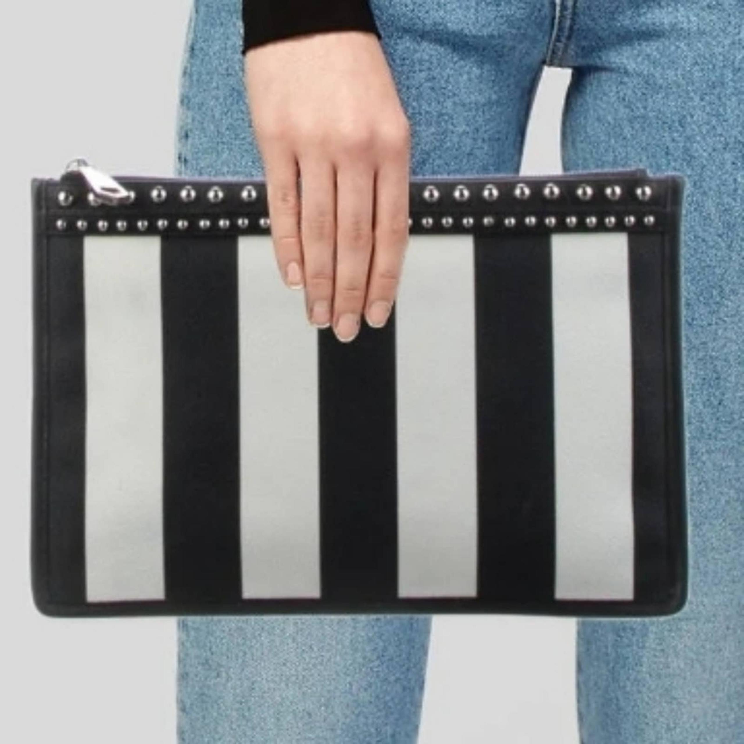 GIVENCHY Striped Leather Studded Clutch