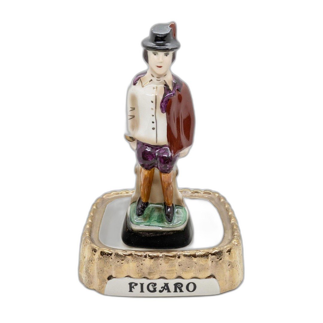 Jim Beam Rare 1978 Figaro 8 Tall Figurine Paperweight W/ Jim Beam 1977 Base
