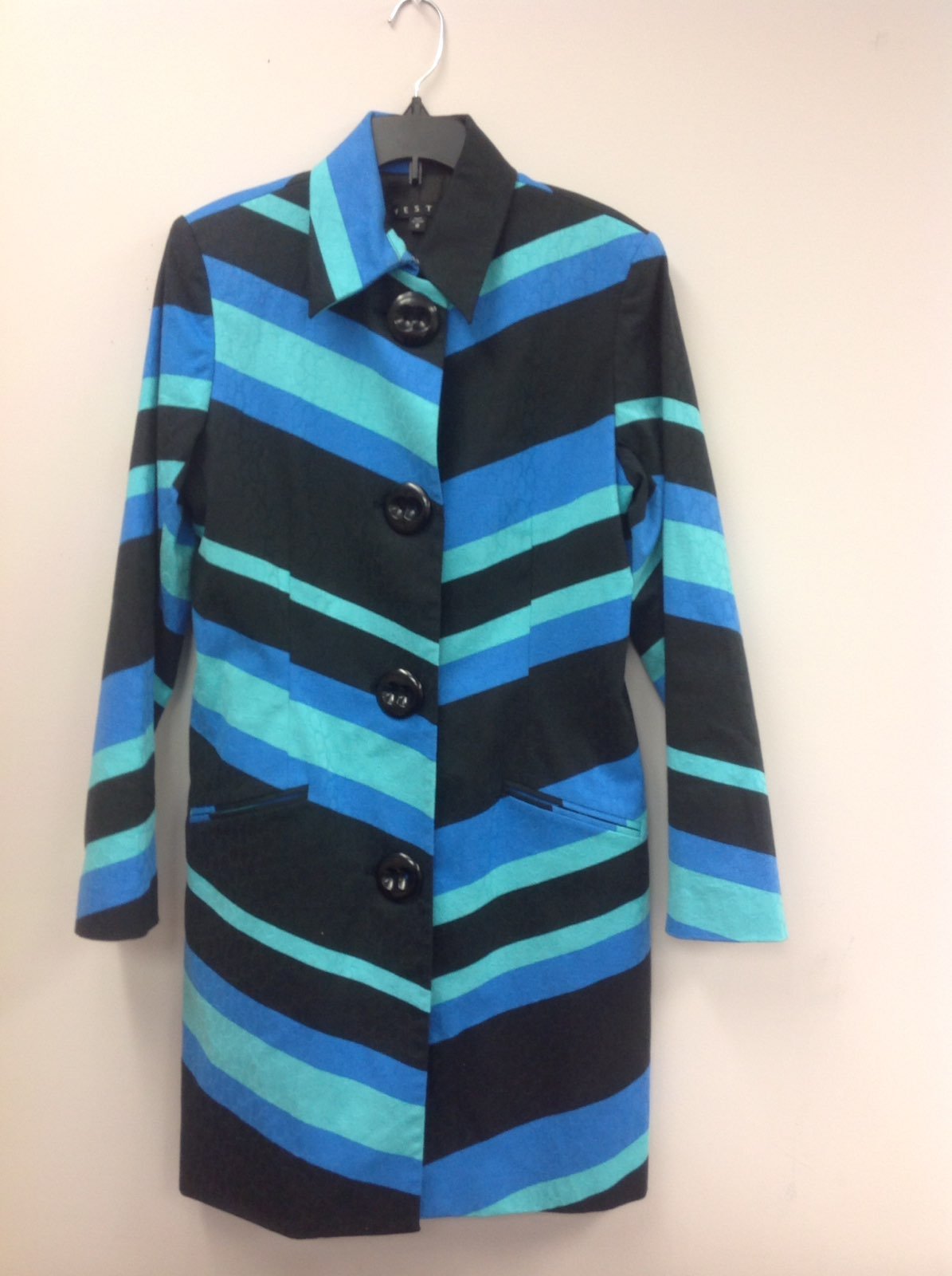Vesti Blue Black Stripe Trench Coat
