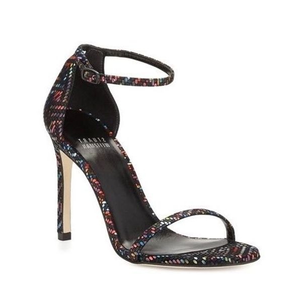 Stuart Weitzman Women’s 6 1/2 Nudistsong Woven Napa d'Orsay Sandal Black/Multi R
