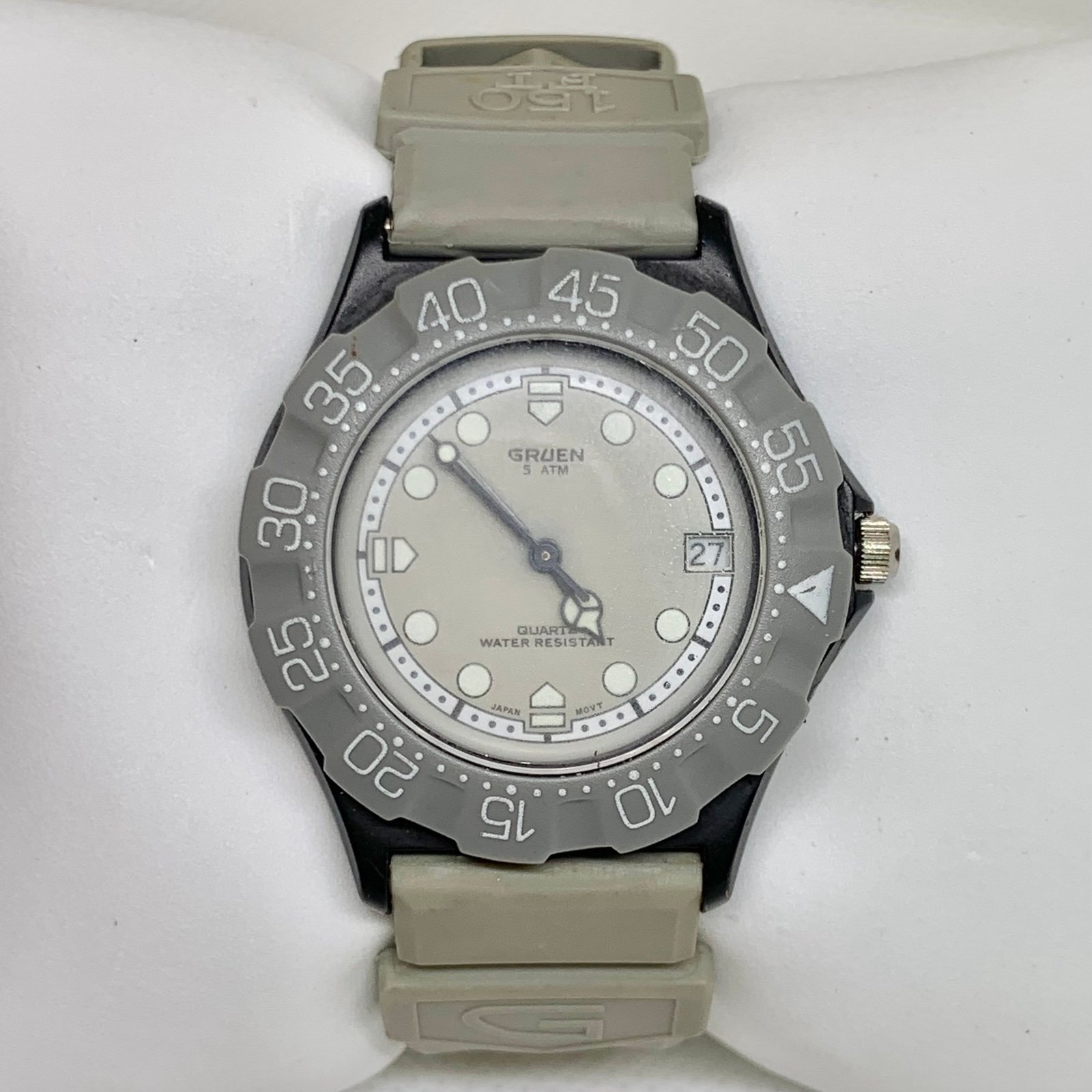 Vtg Gruen since 1874 date Wrist Watch 35mm Japan Movement unisex running