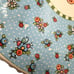Vintage Mary Engelbreit Blue White Floral Cake Stand Scalloped Edge
