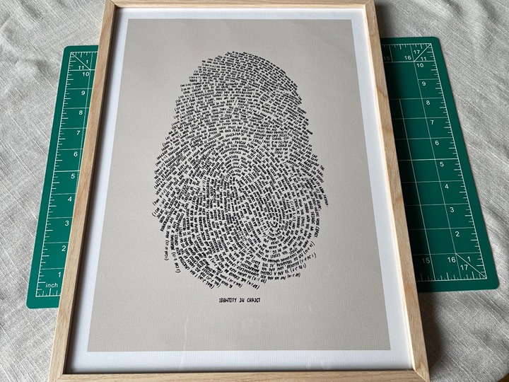 iHery Natural OAK Wood Identity in Christ Thumbprint Framed Wall Art, 12x16 in M