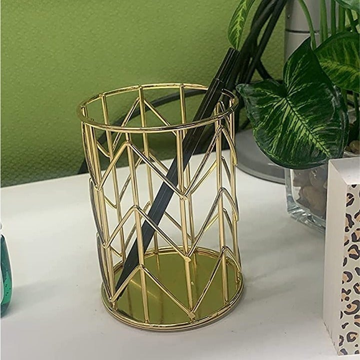U Brands Pencil Cup Wire Metal Gold