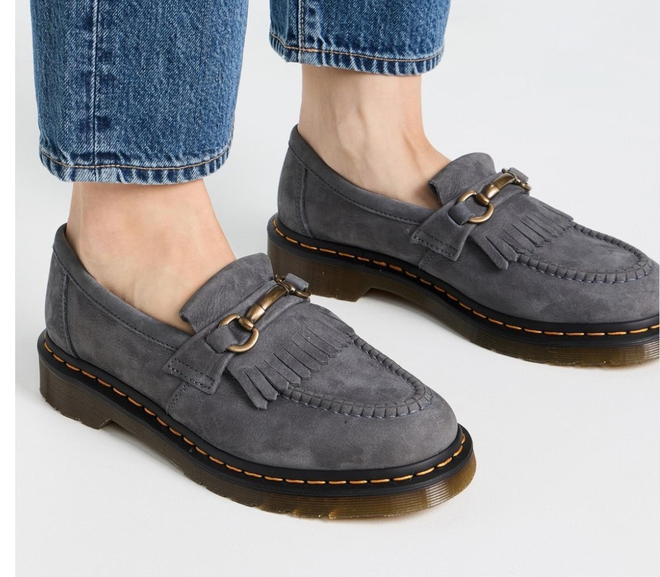 US w sz 8 Washed Denim ~Adrian Snaffle Kiltie Fringe Bit Loafer MSRP$190