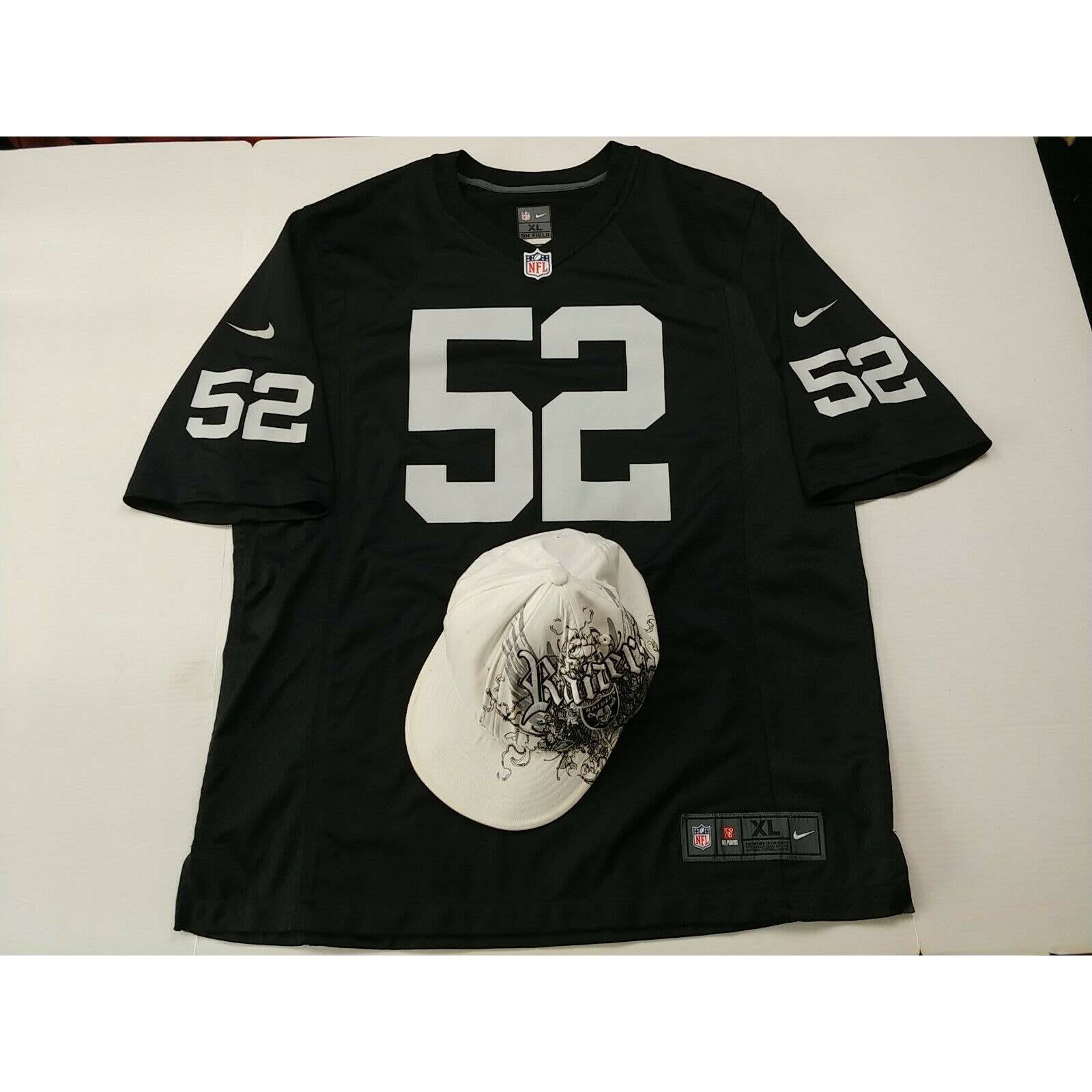 KHALIL MACK #52 OAKLAND RAIDERS mens XL NIKE NFL JERSEY L31 x W25 W/ HAT