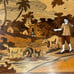 Vintage Wooden Inlaid Marquetry Wall Art Figural Pastural Farm Shepherd Scene