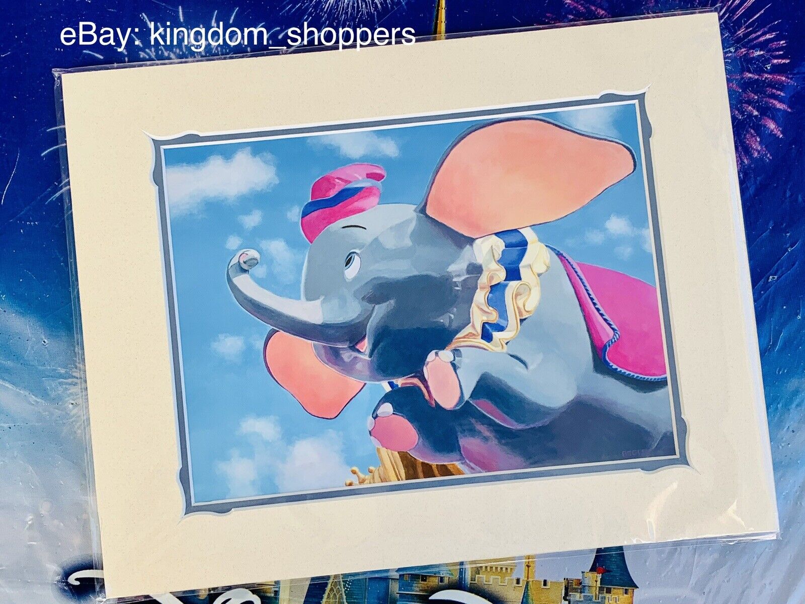 2022 Disney Parks Begley Dumbo Ride Vehicle Attraction Trusting Matted Print