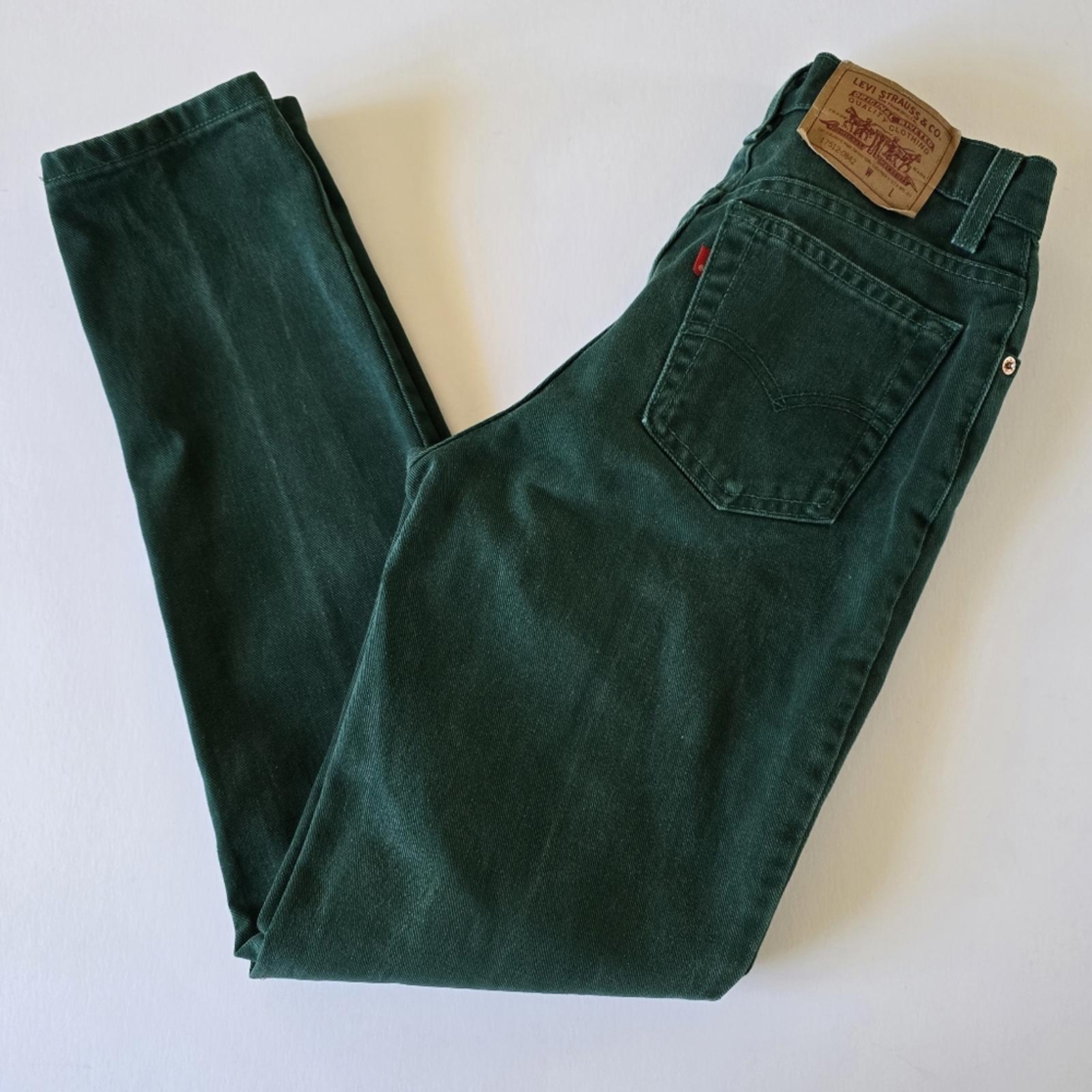 Vintage Levi's 90s Dark Green High Rise Tapered Leg Cotton Jeans Size 7