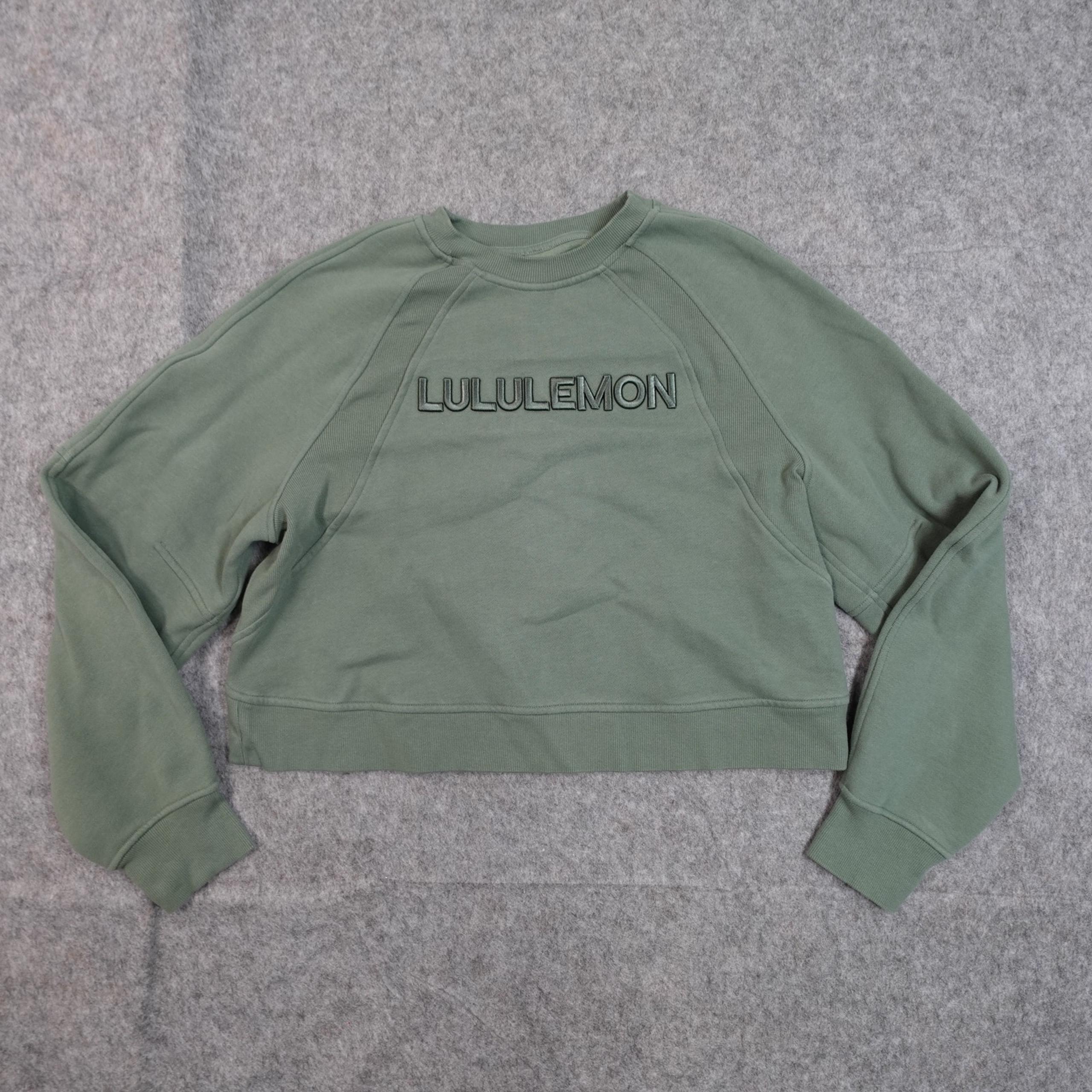 Lululemon Sweater Womens M/L? Scuba Crew Neck Wordmark Logo Eucalyptus Green