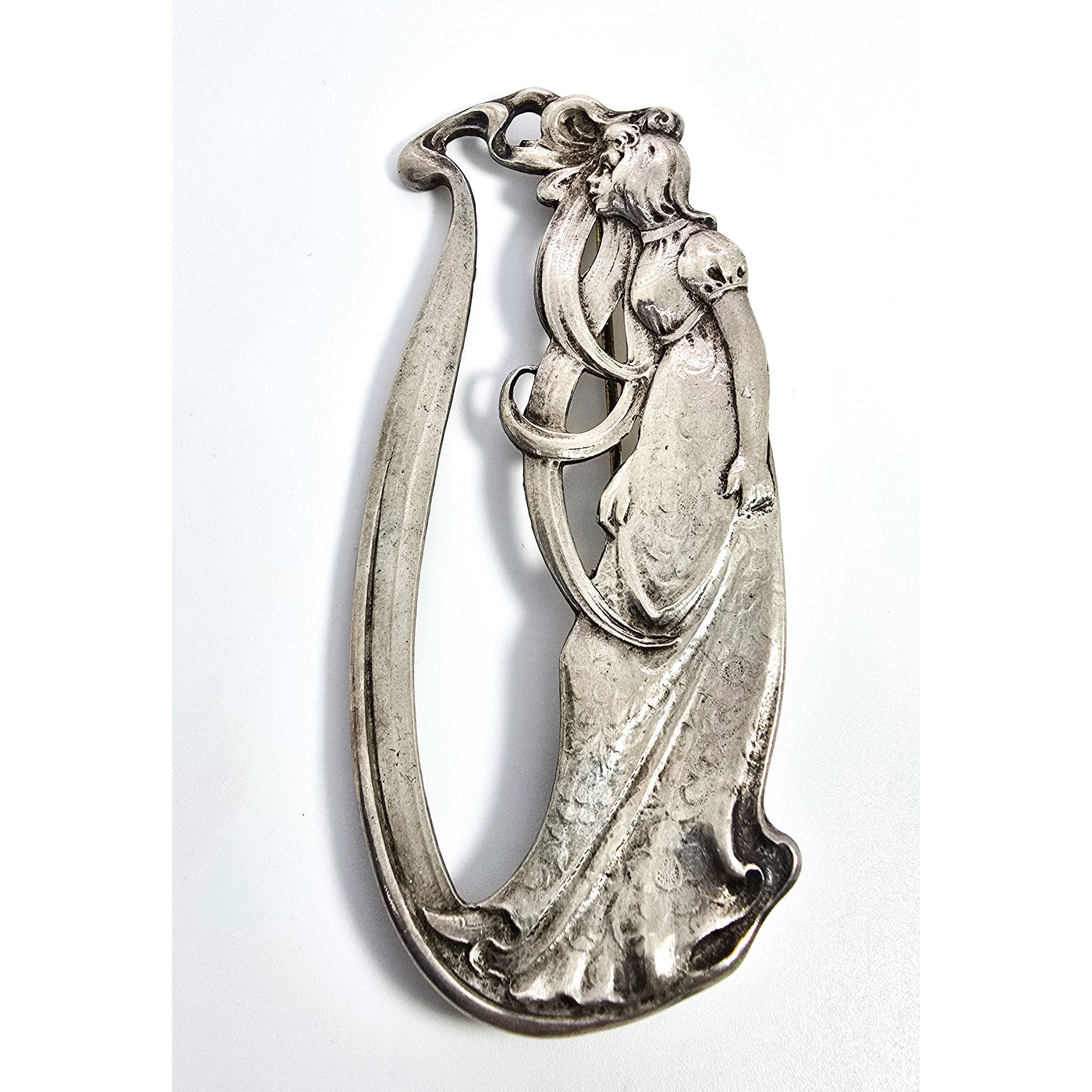 Gorham Art Nouveau Nymph woman antique sterling silver hallmarked brooch