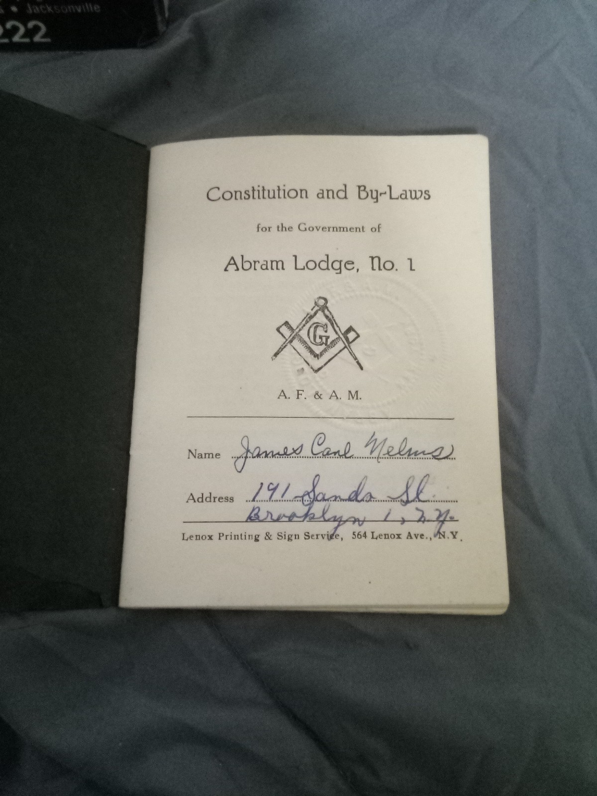 Free mason constitution and by-laws book