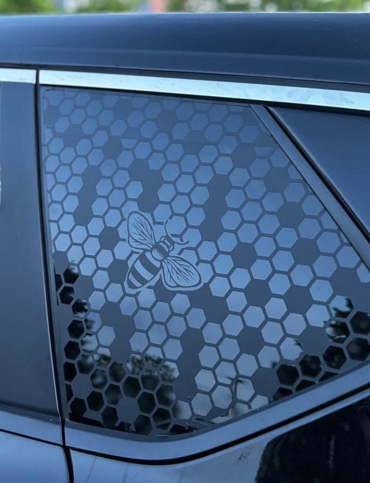 Honey Comb automotive matte black full window decal cover theme set of 2