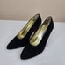 Vintage 90s Escada Black Suede Studded Heel Pumps Shoes Womens Size 7.5