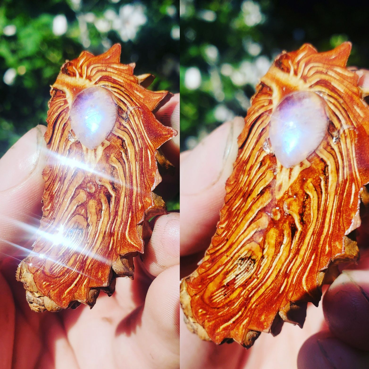 Pinecone pendant moonstone