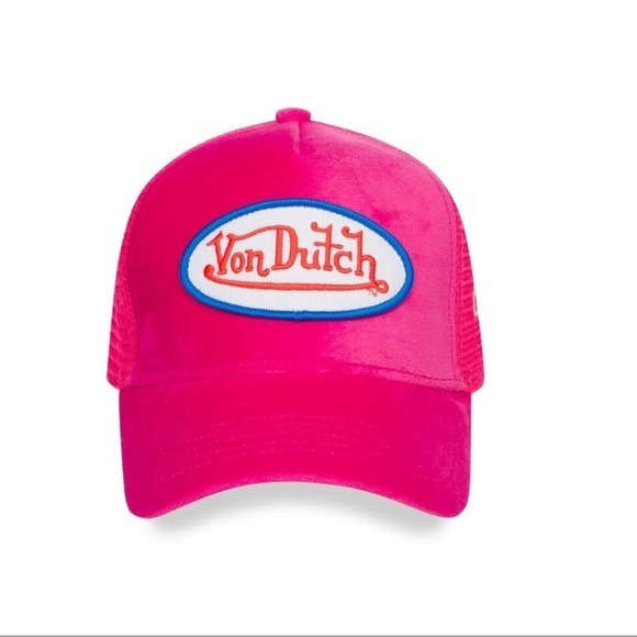 NWT VON DUTCH HOT PINK HOLLYWOOD VELVET TRUCKER HAT
