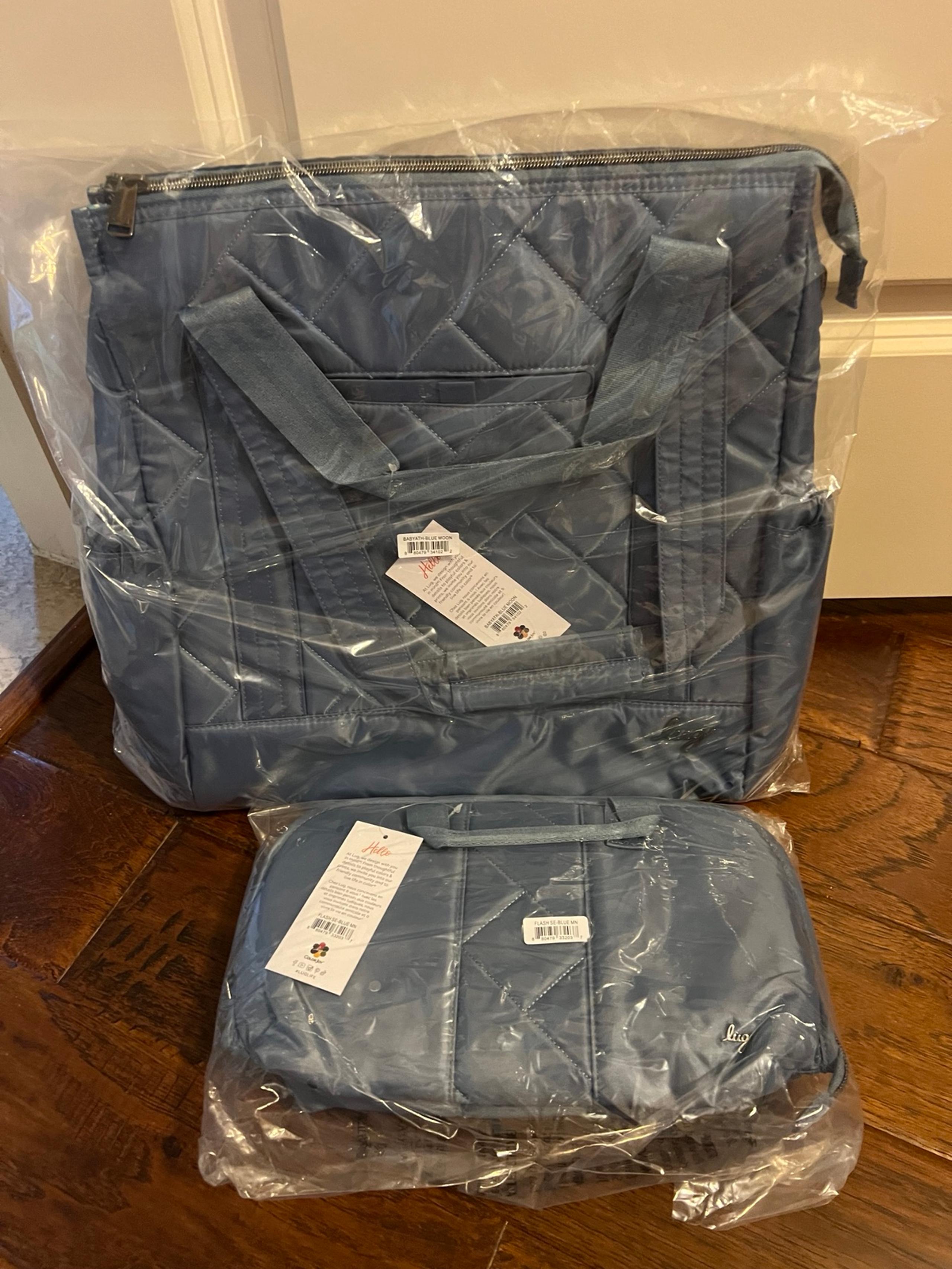 Lug Yacht Carry All Zip Tote Crossbody Bag and flash SE NWT Blue Moon