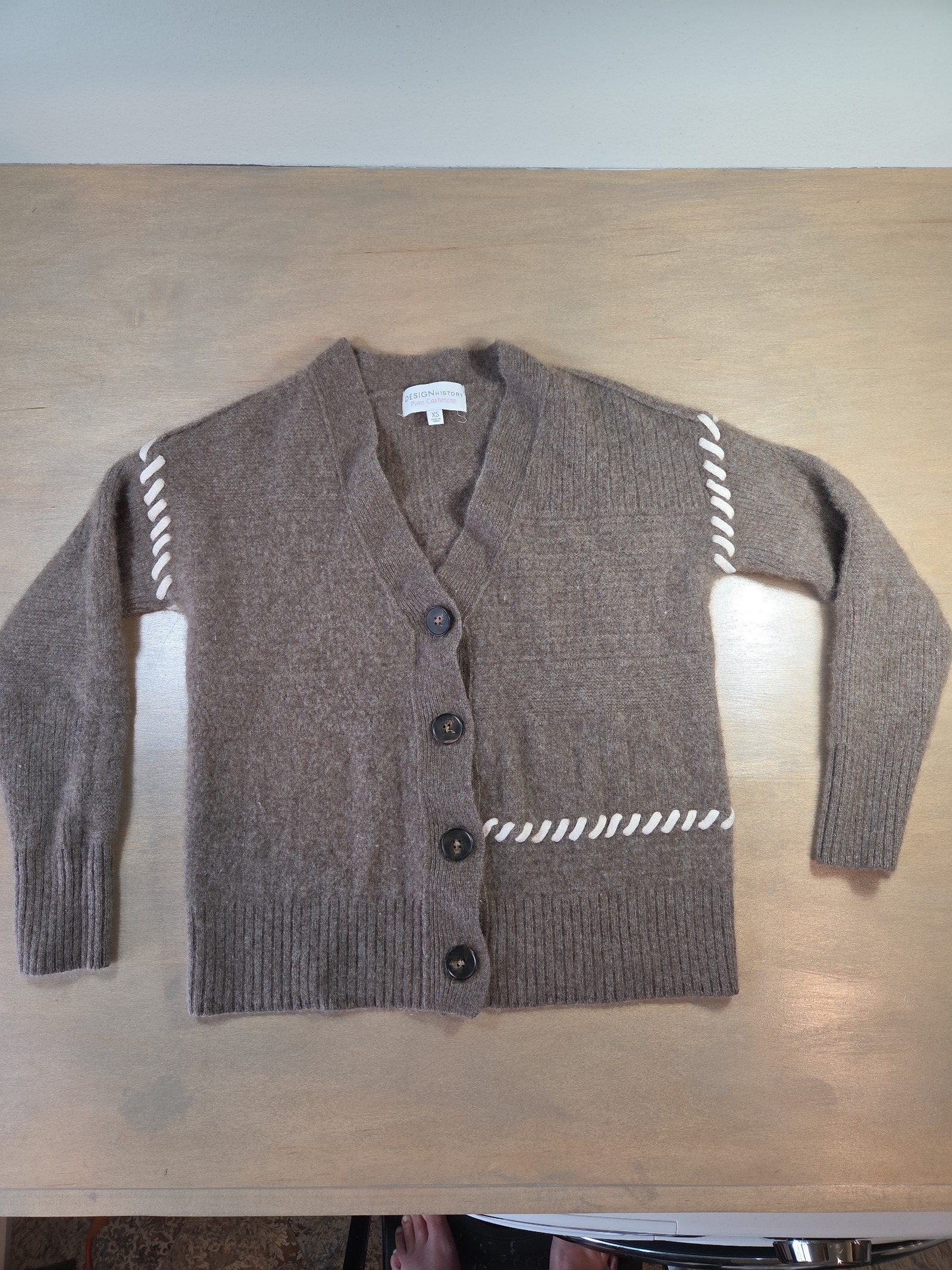 Design History
Whipstitch Cashmere Cardigan Size XS