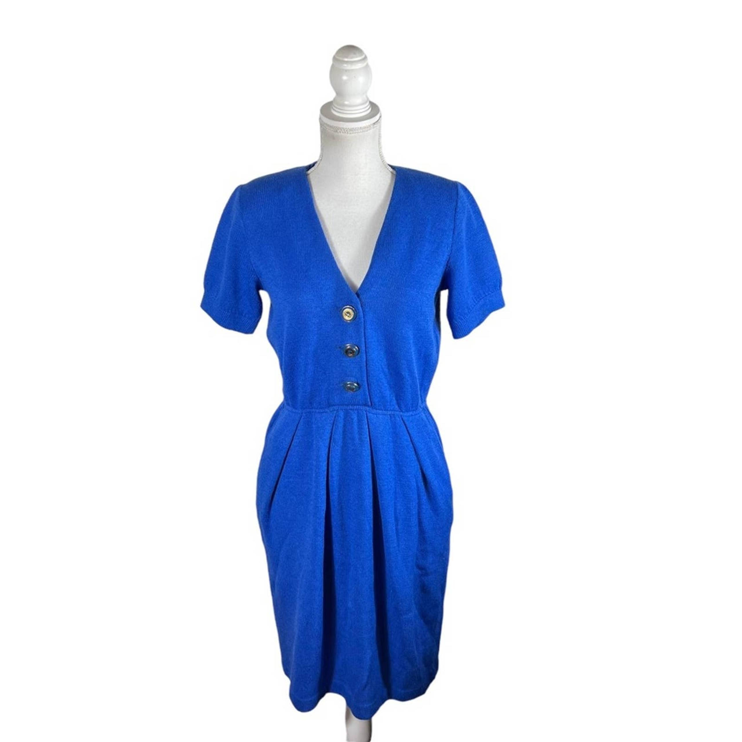 Vintage St John Collection by Marie Gray Royal Blue Knit Dress