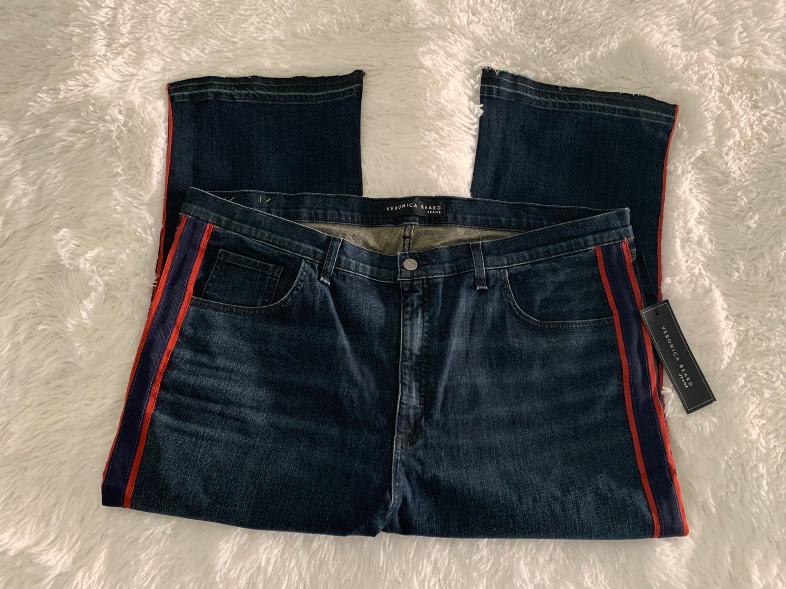 NWT Veronica Beard Carolyn Baby Boot High Rise Cropped Tuxedo Stripe Jeans 22