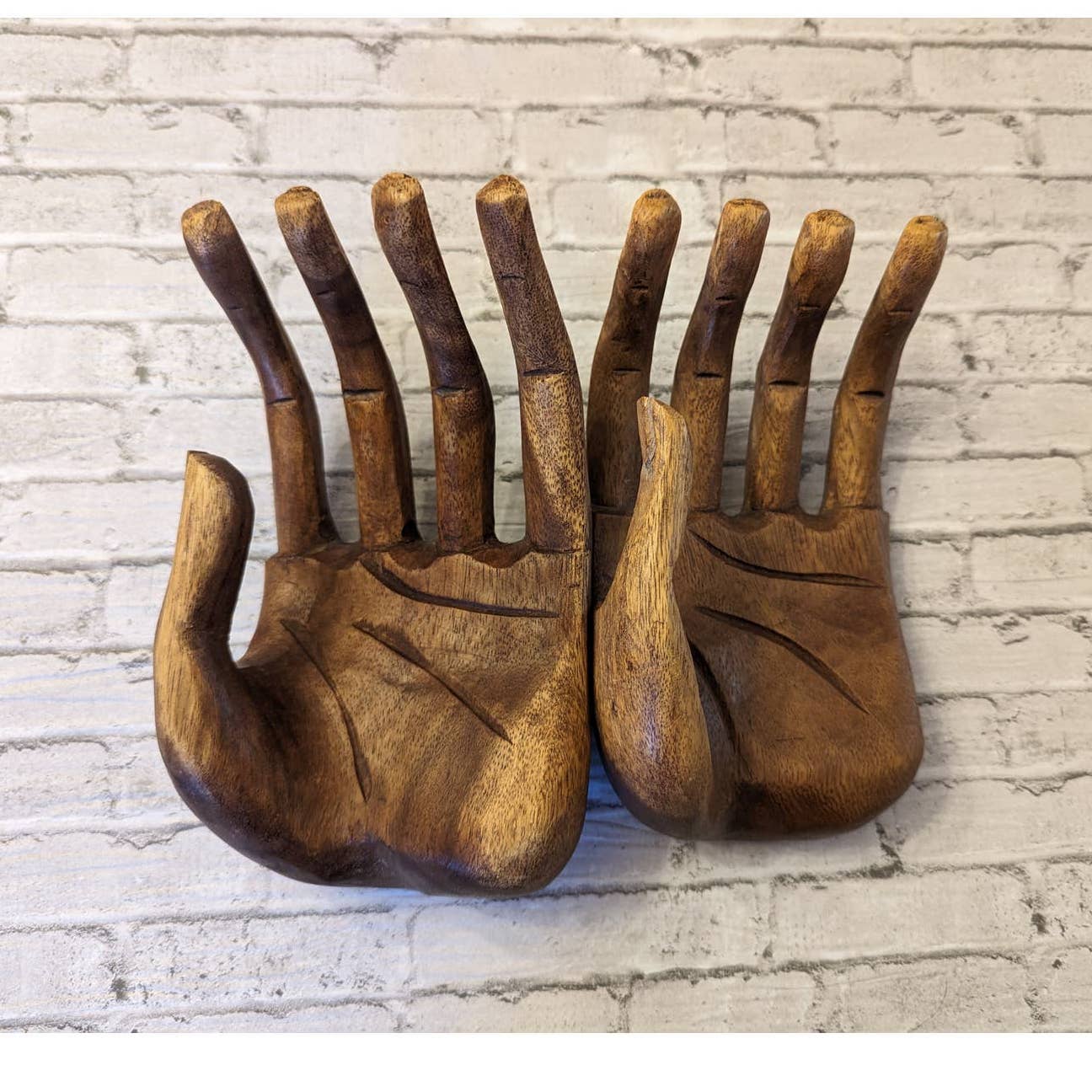 TWO Wooden Hands Carved - Home/Halloween Decor