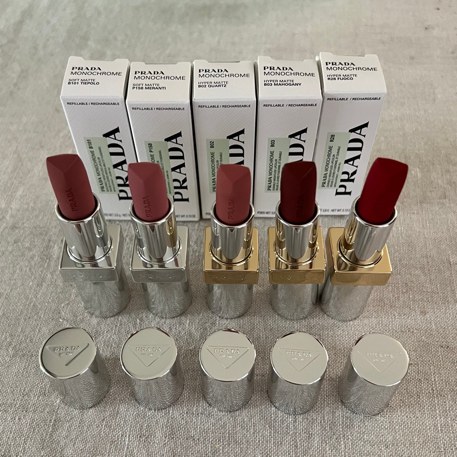 Prada Monochrome Soft Matte & Hyper Matte Lipstick
