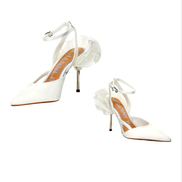 Gianni BiniBridal Collection Bradley Satin Ruffle Detail Pumps NEW