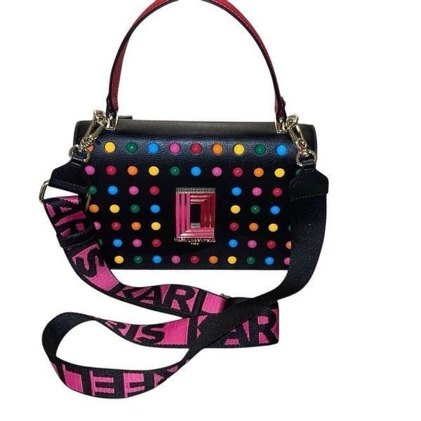 KARL LAGERFELD WOMENS BAG SIMONE FRONT FLAP CROSSBODY LH4EO6BI BLK Multi New