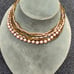 Japanese handmade multi strand necklace with akoya pearls, orange & gold Czech