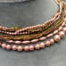 Japanese handmade multi strand necklace with akoya pearls, orange & gold Czech