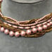 Japanese handmade multi strand necklace with akoya pearls, orange & gold Czech