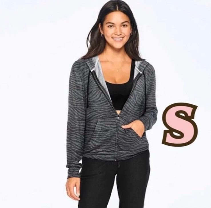 VS PINK Cozy Full zip hoodie S Zebra