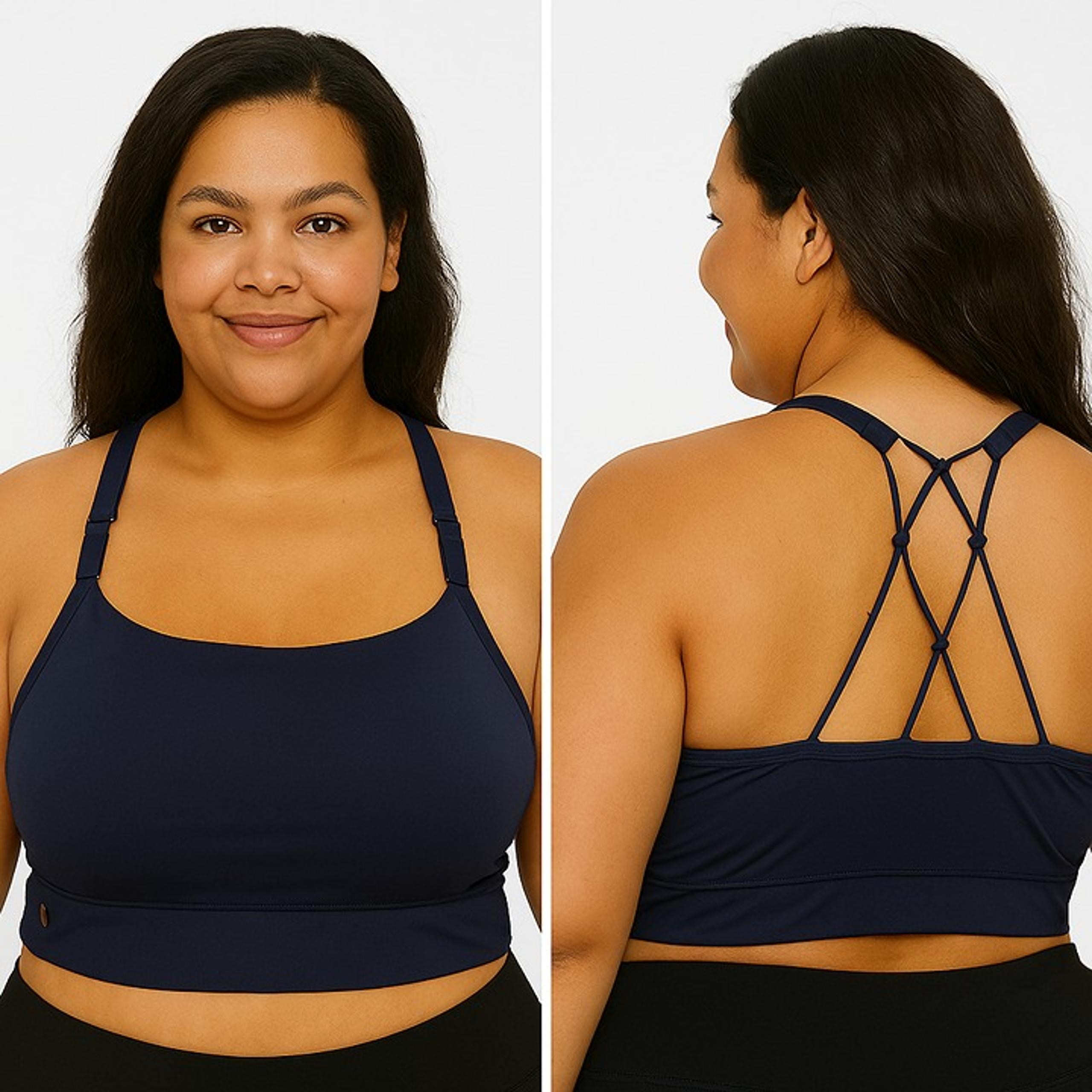 Livi Active Lane Bryant Sports Bra Unlined No Wire Dark Navy Size 20 2XL Strappy