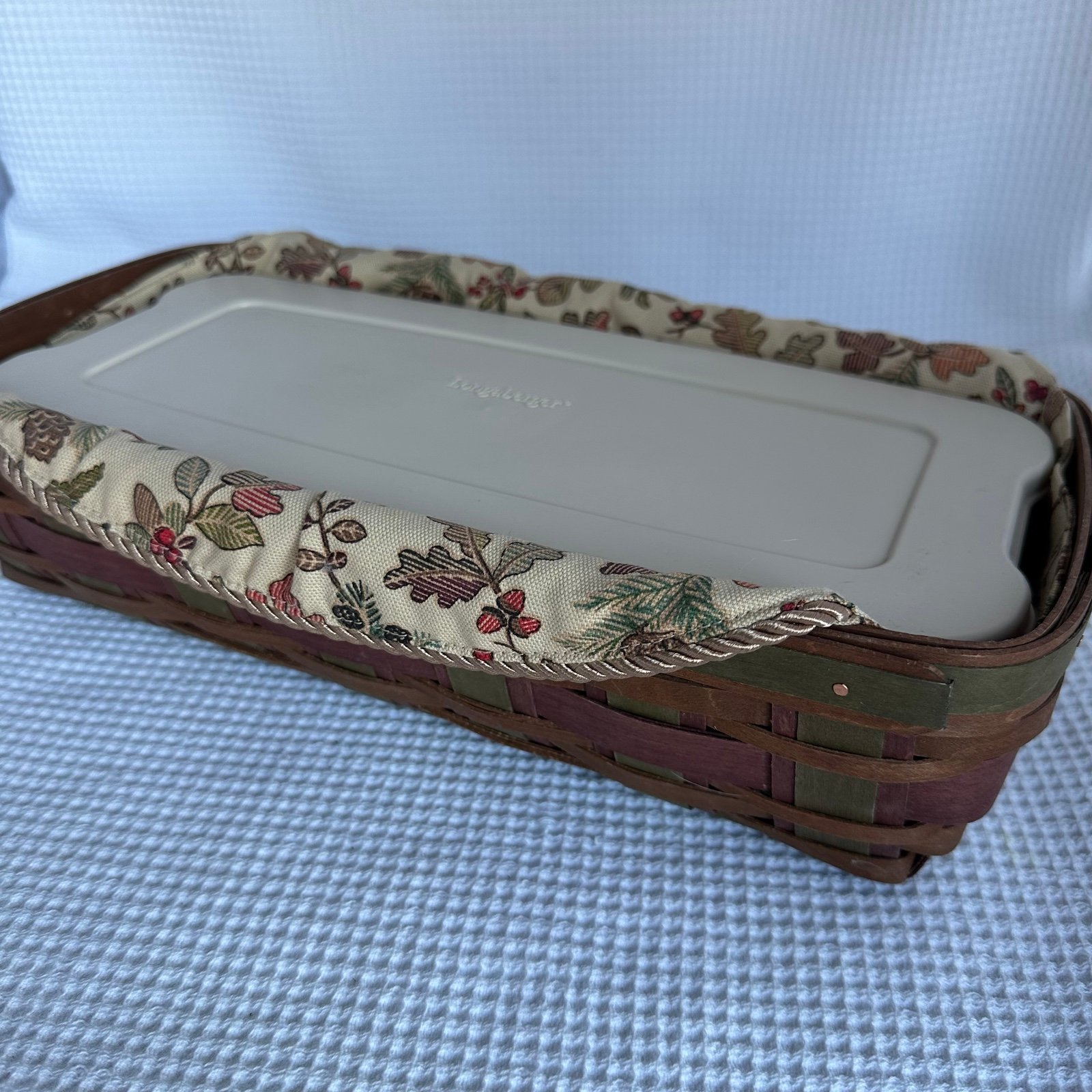 Longaberger 2008 Harvest Bread Basket Autumn Path Liner Plastic Lid & Protector