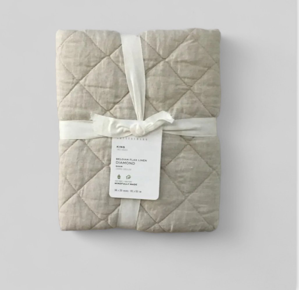 Pottery Barn BELGIAN FLAX LINEN DIAMOND Sham ~King~ Flax NEW