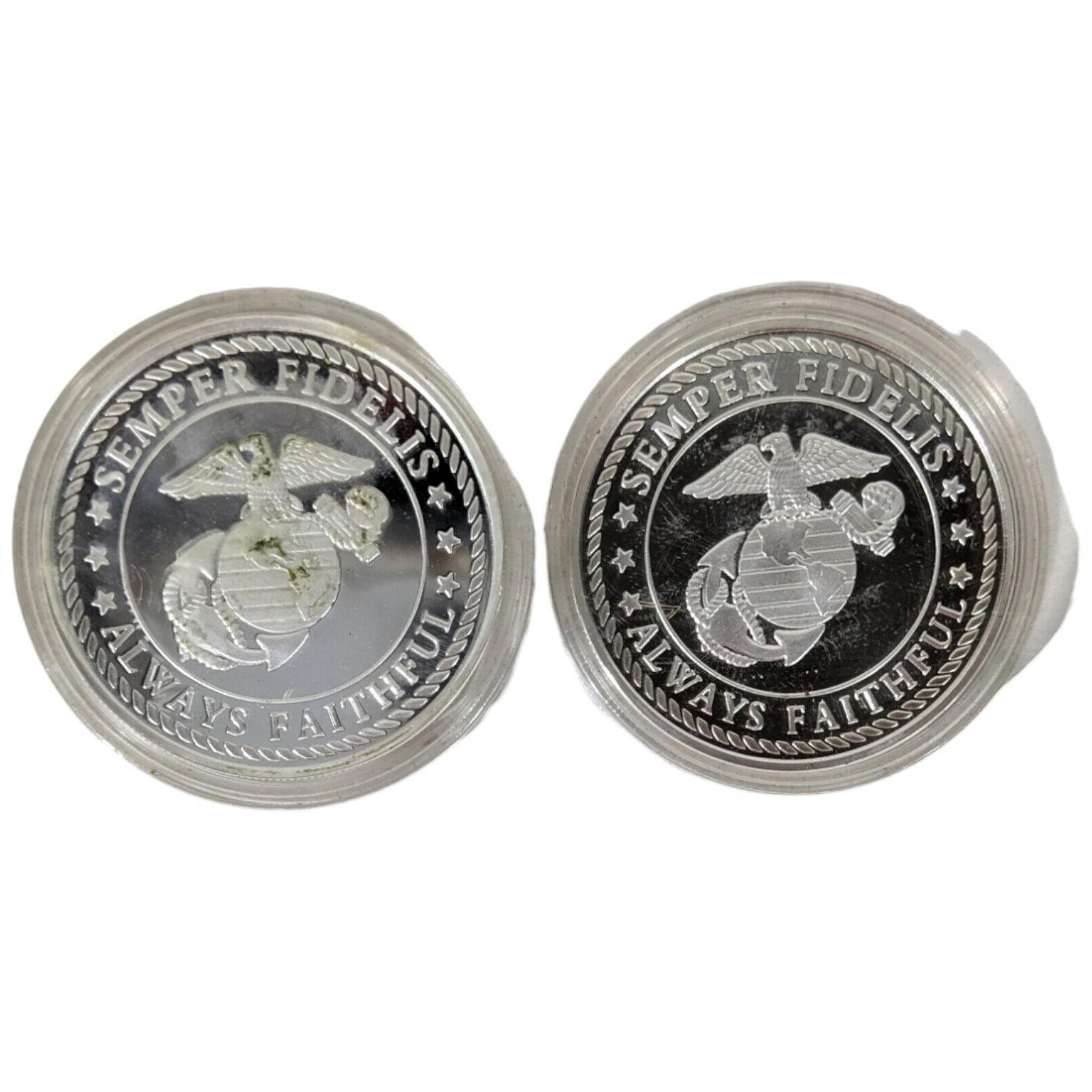 United States Marines Corps American Mint Silver Plate Coin NO COA 2 Semper Fi