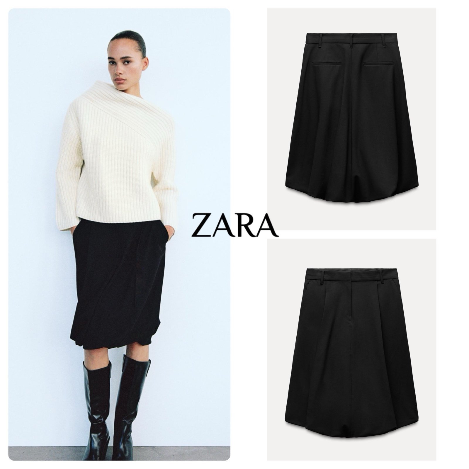 ZARA WOMEN TWISTED BALLOON MIDI SKIRTSMALL