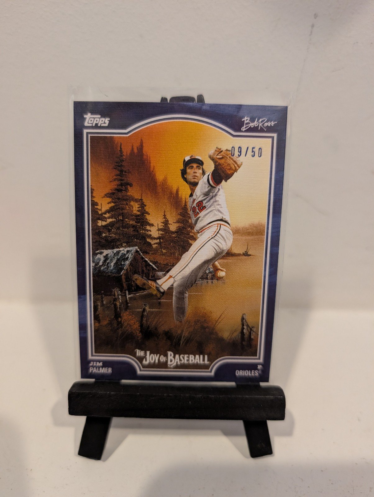 2025 Topps Bob Ross x Joy Of Baseball #68F Blue - Jim Palmer /50