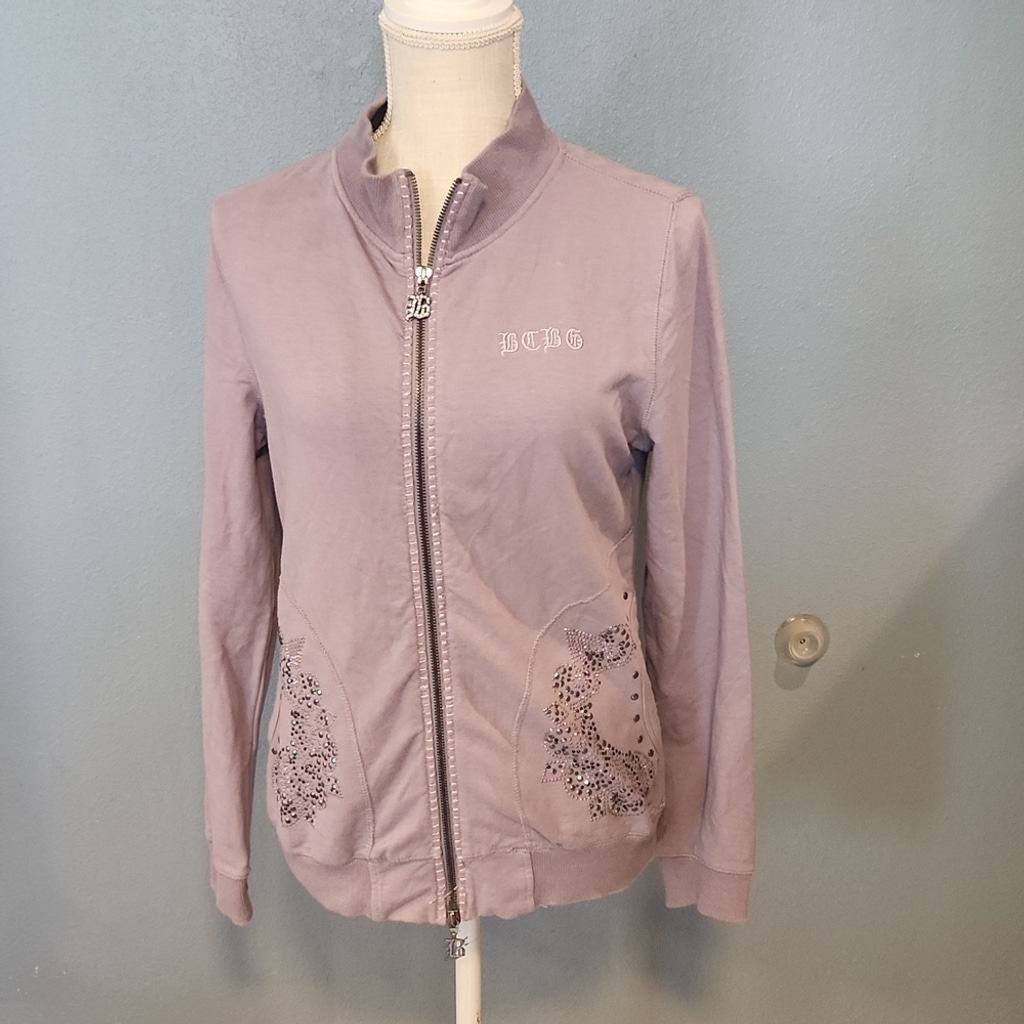 Bcbgmaxazria Y2K bedazzled double zipper retro punk rock jacket