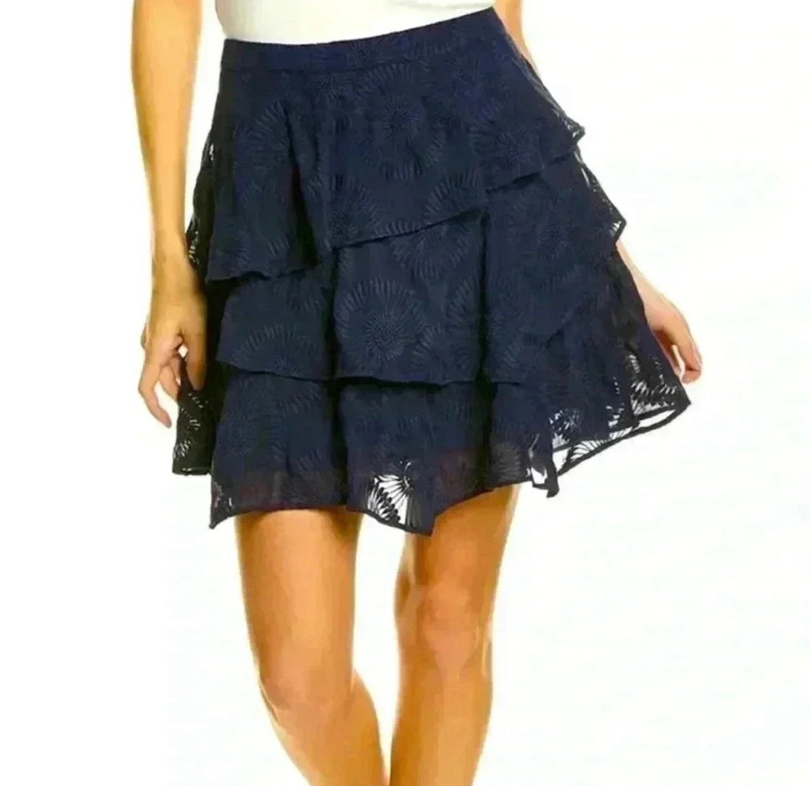 Ted Baker Tieri Embroidered Asymmetrical Mini Skirt SIZE O