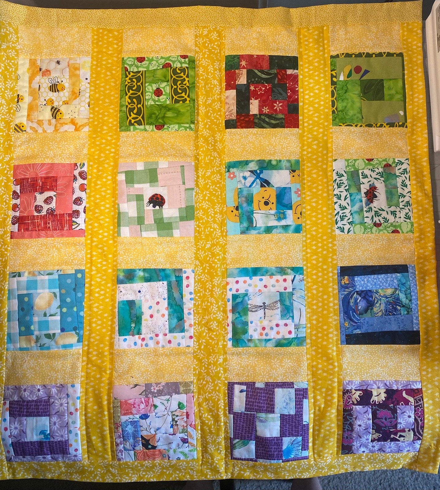 One-of-a-Kind Multicolor Quilt Made from Reclaimed Textiles