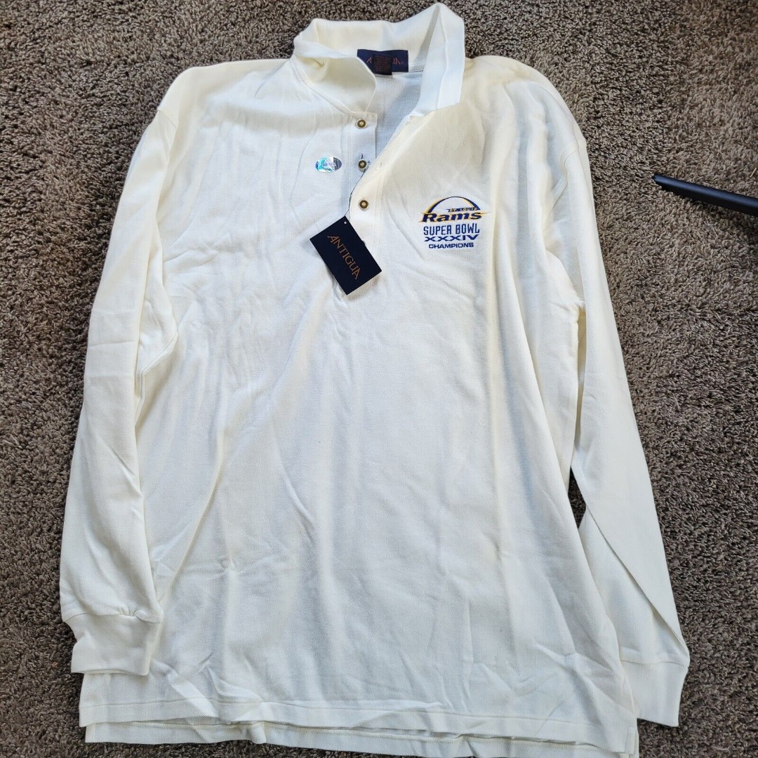 Vintage 2000 RAMS NFL Super Bowl XXXIV Polo Shirt Large Antigua NWT