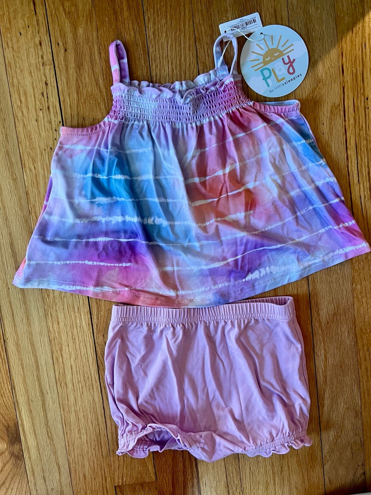 NWT Little Sleepies 18-24 months Tie Dye Dreams Smocked Tank with Bloomer set