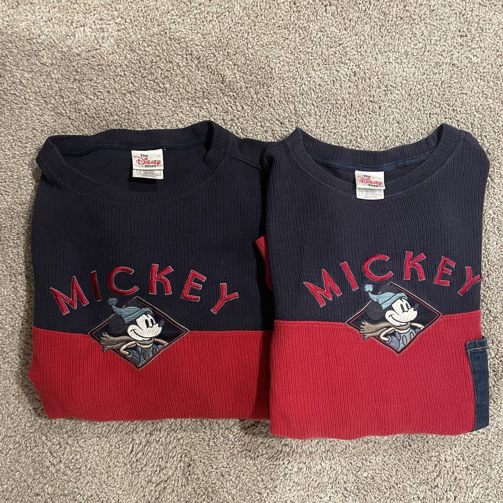 Lot Of 2 Vintage 90s Disney Store Mickey Mouse Ski Lodge Sweaters Size XL RARE