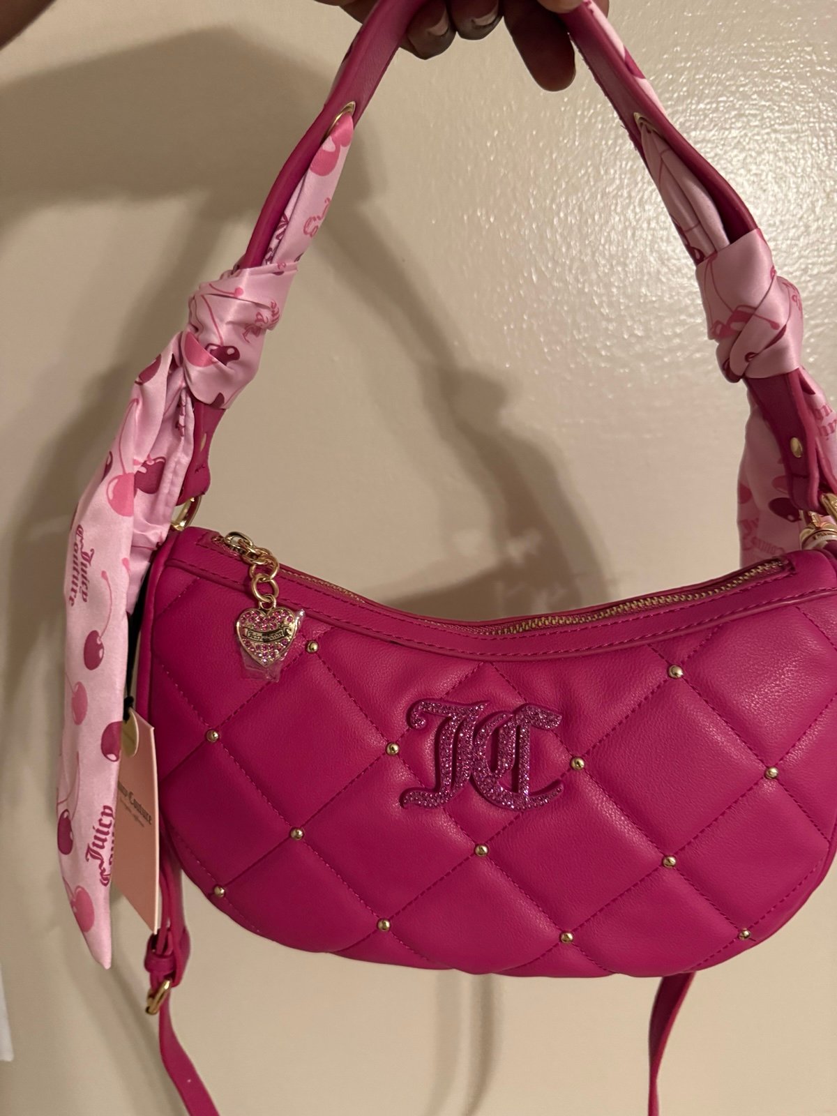Juicy Couture Holding the Line Coho Cherry Shoulder Crossbody Raspberry