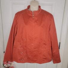 Chico's orange rhinestone zip up jacket size 3/xl